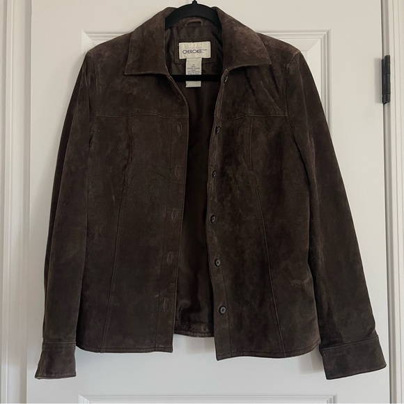 Cherokee Jackets & Blazers - Cherokee Vintage Y2K Brown Suede Leather Jacket Size M